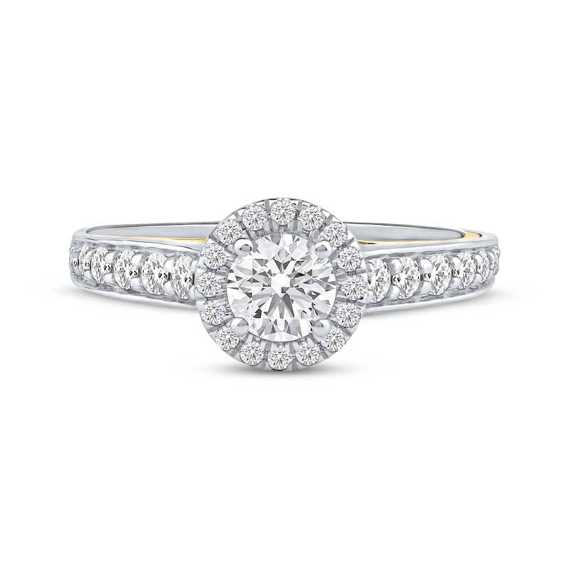 Round-Cut Diamond Halo Engagement Ring 1 ct tw 14K Two-Tone Gold