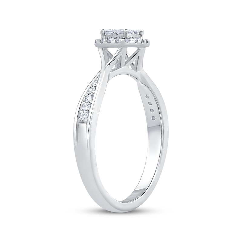 Princess-Cut Diamond Quad Halo Engagement Ring 1/3 ct tw 10K White Gold