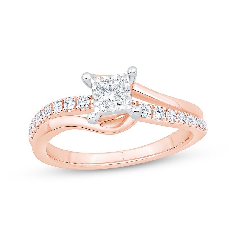 Princess-Cut Diamond Engagement Ring 3/8 ct tw 14K Rose Gold