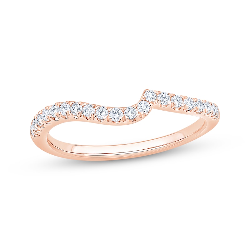 Main Image 1 of Diamond Contoured Wedding Band 1/4 ct tw 14K Rose Gold