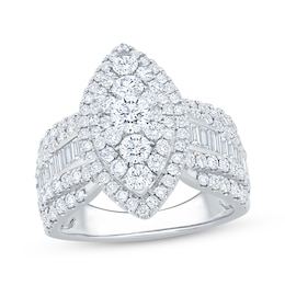 Multi-Diamond Center Marquise Halo Engagement Ring 2-1/4 ct tw 14K White Gold