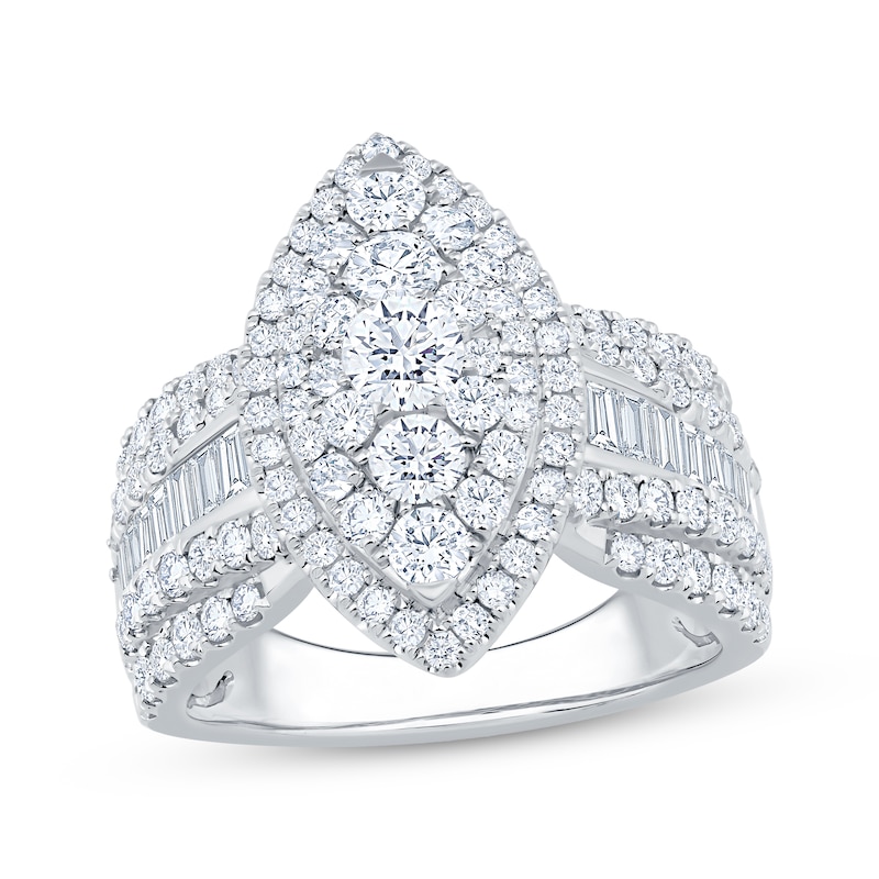 Main Image 1 of Multi-Diamond Center Marquise Halo Engagement Ring 2-1/4 ct tw 14K White Gold