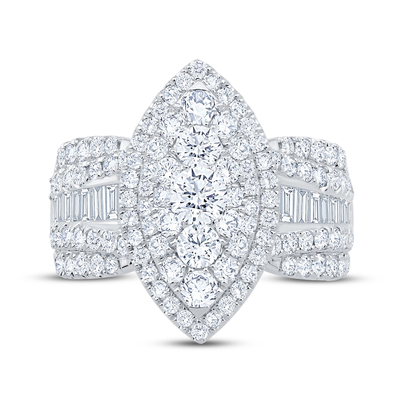 Main Image 3 of Multi-Diamond Center Marquise Halo Engagement Ring 2-1/4 ct tw 14K White Gold