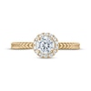 Thumbnail Image 3 of Round-Cut Diamond Halo Braided Shank Engagement Ring 5/8 ct tw 14K Yellow Gold