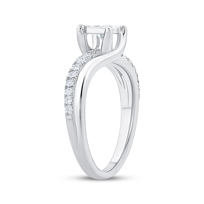 Princess-Cut Diamond Bypass Engagement Ring 3/8 ct tw 14K White Gold