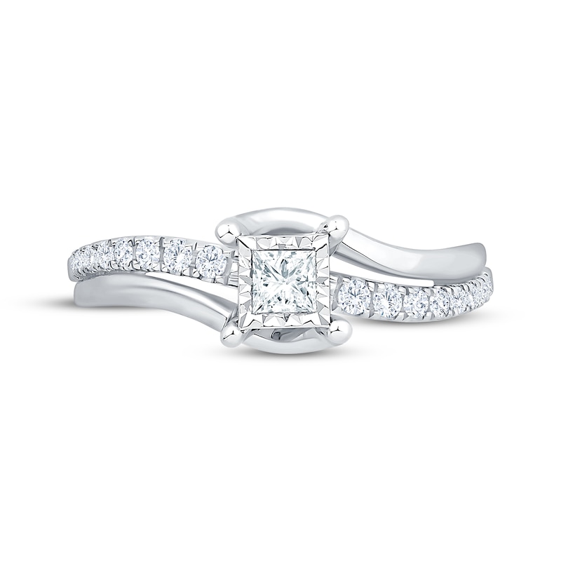 Princess-Cut Diamond Bypass Engagement Ring 3/8 ct tw 14K White Gold