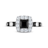 Thumbnail Image 2 of Princess-Cut Black Diamond & White Diamond Halo Engagement Ring 1-1/5 ct tw 14K White Gold