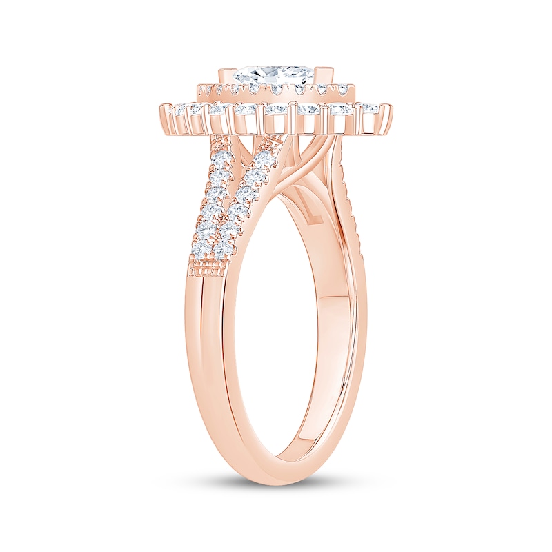 Main Image 2 of Marquise-Cut Diamond Double Halo Engagement Ring 1 ct tw 14K Rose Gold