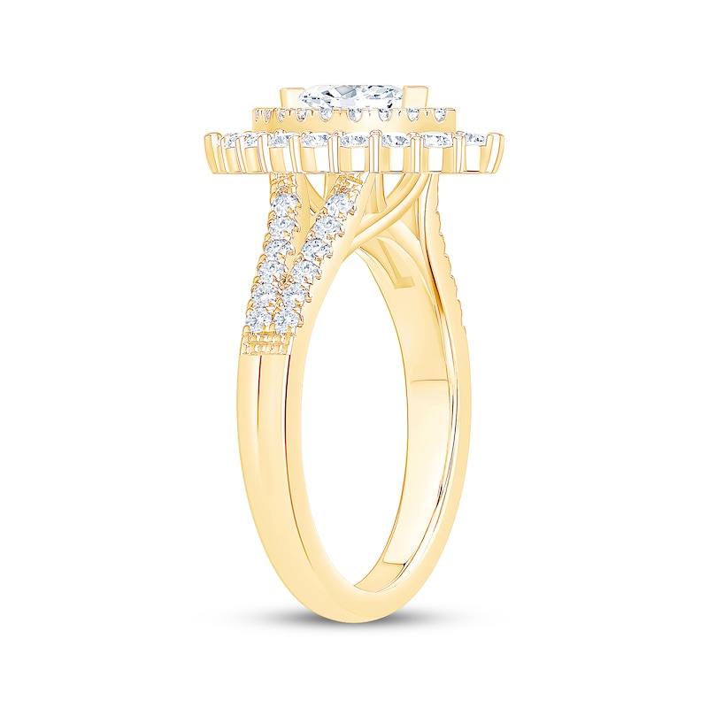 Marquise-Cut Diamond Double Halo Engagement Ring 1 ct tw 14K Yellow Gold