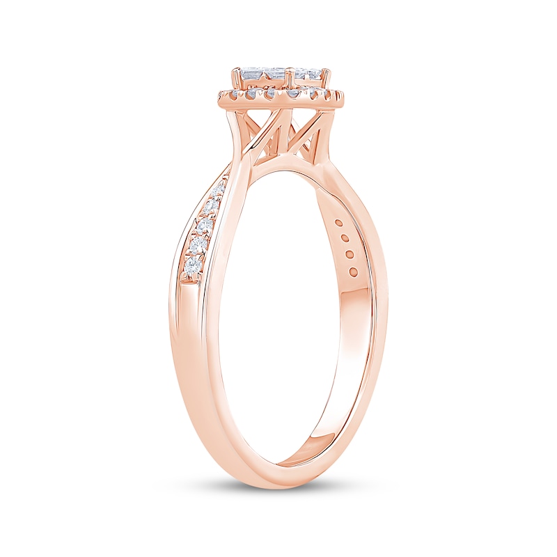 Princess-Cut Diamond Quad Halo Engagement Ring 1/3 ct tw 10K Rose Gold