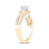 Thumbnail Image 2 of Memories Moments Magic Round-Cut Diamond Three-Stone Bypass Engagement Ring 7/8 ct tw 14K Yellow Gold