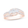 Thumbnail Image 1 of Memories Moments Magic Round-Cut Diamond Three-Stone Bypass Engagement Ring 7/8 ct tw 14K Rose Gold