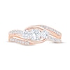 Thumbnail Image 3 of Memories Moments Magic Round-Cut Diamond Three-Stone Bypass Engagement Ring 7/8 ct tw 14K Rose Gold