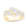 Thumbnail Image 1 of Memories Moments Magic Round-Cut Diamond Three-Stone Bypass Engagement Ring 1 ct tw 14K Yellow Gold