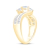 Thumbnail Image 2 of Memories Moments Magic Round-Cut Diamond Three-Stone Bypass Engagement Ring 1 ct tw 14K Yellow Gold