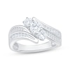 Thumbnail Image 1 of Memories Moments Magic Round-Cut Diamond Three-Stone Bypass Engagement Ring 1 ct tw 14K White Gold