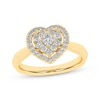 Thumbnail Image 1 of Princess & Round-Cut Multi-Diamond Center Heart-Shaped Halo Engagement Ring 1/2 ct tw 10K Yellow Gold