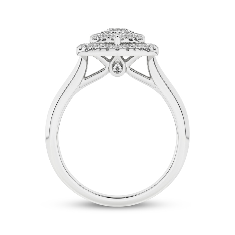 Main Image 4 of Princess & Round-Cut Multi-Diamond Heart-Shaped Halo Engagement Ring 1/2 ct tw 10K White Gold