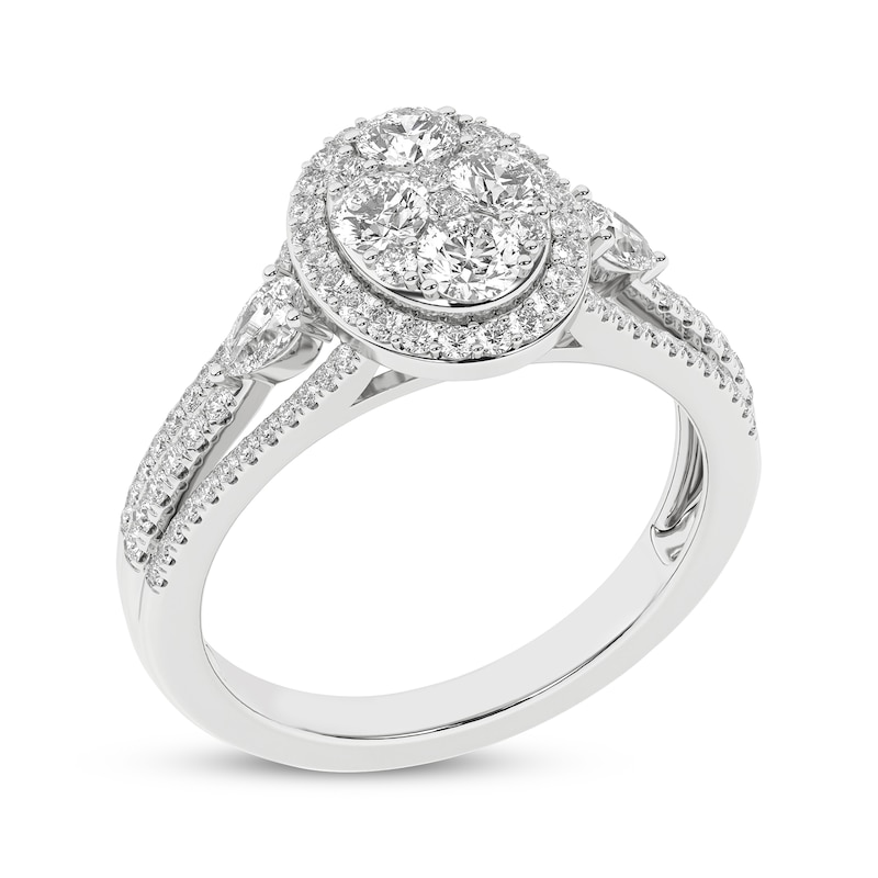 Main Image 2 of Multi-Diamond Center Oval Halo Engagement Ring 1 ct tw 14K White Gold