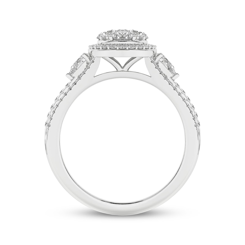 Main Image 4 of Multi-Diamond Center Oval Halo Engagement Ring 1 ct tw 14K White Gold