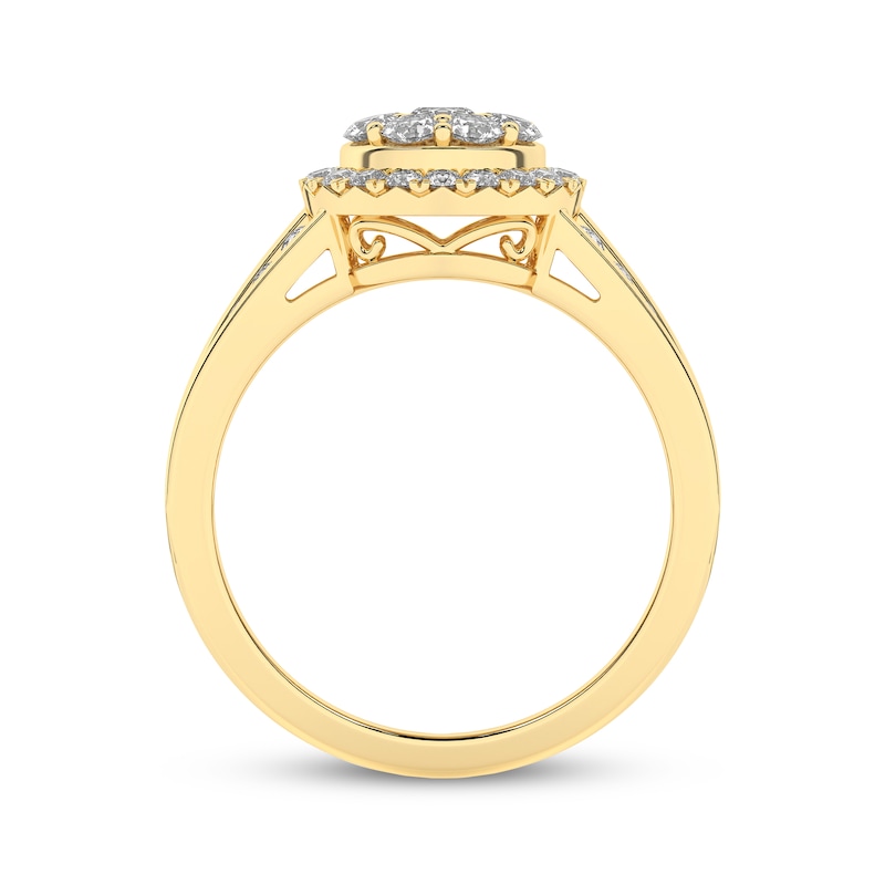 Main Image 4 of Multi-Diamond Center Halo Engagement Ring 1 ct tw 14K Yellow Gold