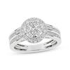 Thumbnail Image 1 of Multi-Diamond Center Halo Engagement Ring 1 ct tw 14K White Gold