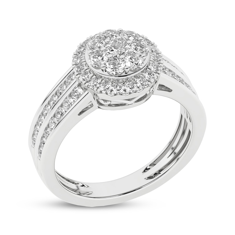 Main Image 2 of Multi-Diamond Center Halo Engagement Ring 1 ct tw 14K White Gold