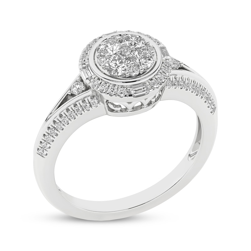 Main Image 2 of Multi-Diamond Center Halo Engagement Ring 1/2 ct tw 10K White Gold