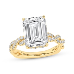 Now + Forever Lab-Grown Diamonds Emerald-Cut Engagement Ring 5-3/8 ct tw 14K Yellow Gold