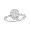 Thumbnail Image 0 of Multi-Diamond Center Oval Halo Engagement Ring 1/2 ct tw 14K White Gold