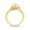 Thumbnail Image 3 of Multi-Diamond Center Oval Halo Engagement Ring 1/2 ct tw 14K Yellow Gold