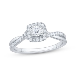 Now + Forever Round-Cut Diamond Halo Engagement Ring 1/4 ct tw 10K White Gold