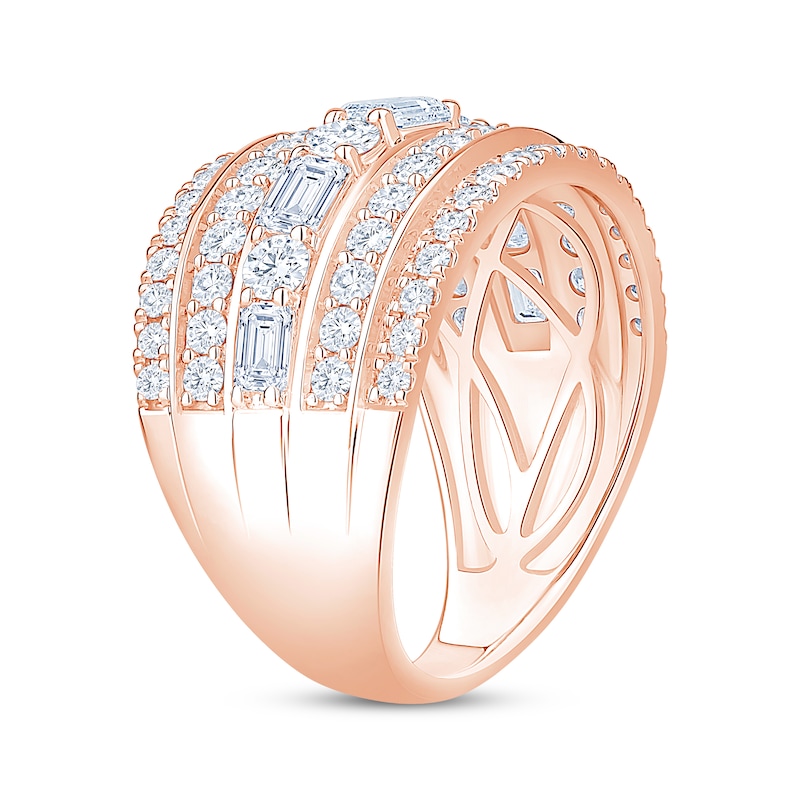 Main Image 2 of Lab-Grown Diamonds by KAY Round & Emerald-Cut Five-Row Anniversary Ring 2 ct tw 14K Rose Gold