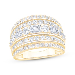 Now + Forever Lab-Grown Diamonds Round & Emerald-Cut Five-Row Anniversary Ring 2 ct tw 14K Yellow Gold