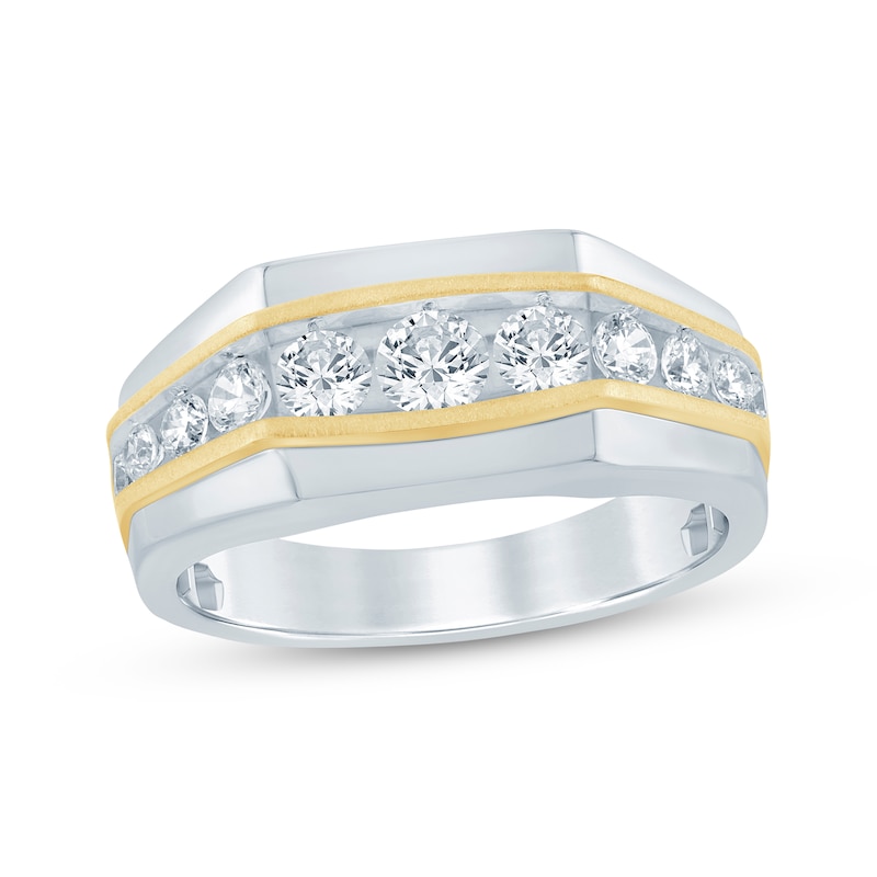 Main Image 1 of Lab-Grown Diamonds by KAY Men's Graduated Wedding Band 1 ct tw 14K Two-Tone Gold