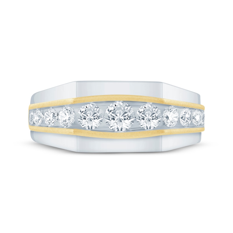 Main Image 3 of Lab-Grown Diamonds by KAY Men's Graduated Wedding Band 1 ct tw 14K Two-Tone Gold