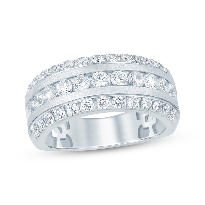 Lab-Created Diamonds by KAY Men's Three-Row Wedding Band 2 ct tw 14K White Gold