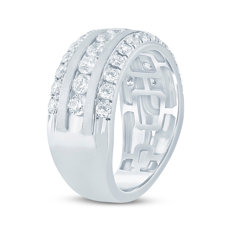 Lab-Created Diamonds by KAY Men's Three-Row Wedding Band 2 ct tw 14K White Gold