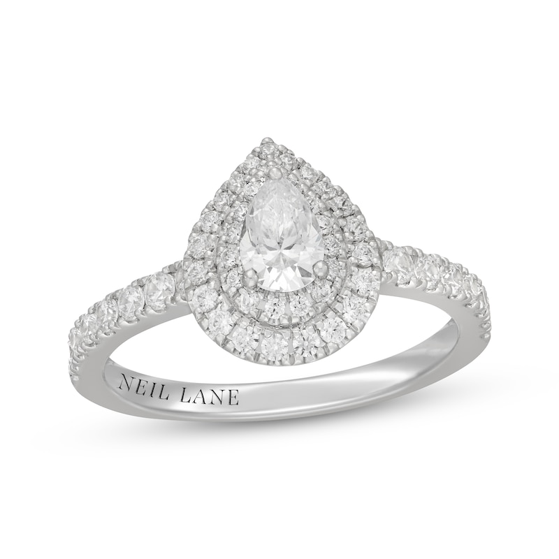 Main Image 1 of Neil Lane Pear-Shaped Diamond Double Halo Engagement Ring 7/8 ct tw 14K White Gold