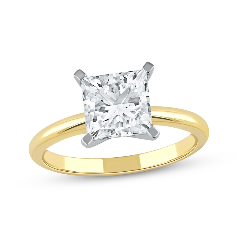 Main Image 1 of Lab-Grown Diamonds by KAY Princess-Cut Solitaire Engagement Ring 2-1/2 ct tw 14K Yellow Gold (I/SI2)