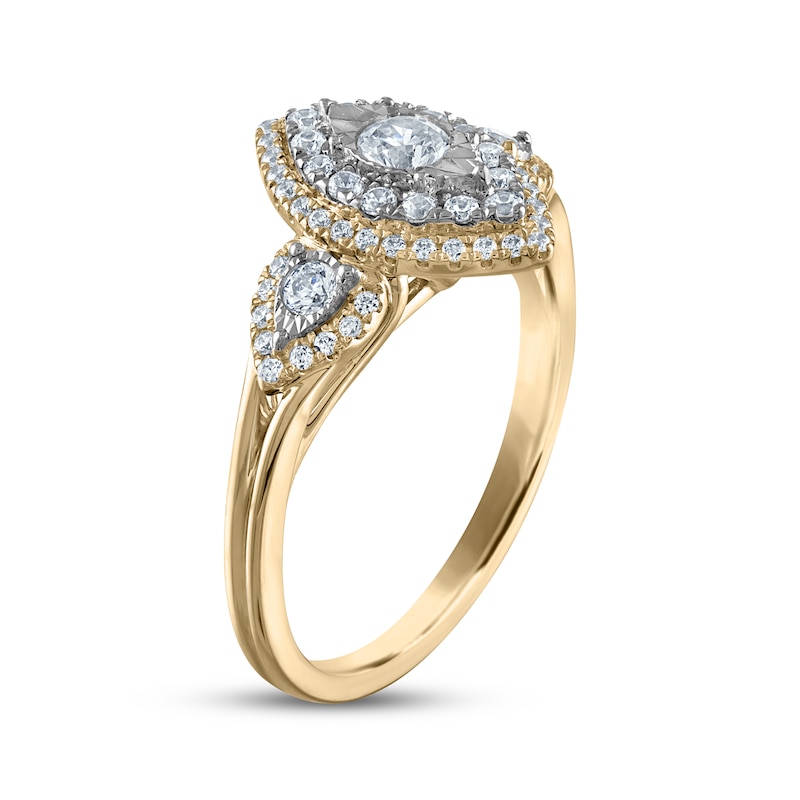 Main Image 2 of Multi-Diamond Double Halo Engagement Ring 5/8 ct tw 14K Yellow Gold