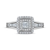 Thumbnail Image 3 of Princess-Cut Diamond Double Halo Engagement Ring 1/2 ct tw 14K White Gold