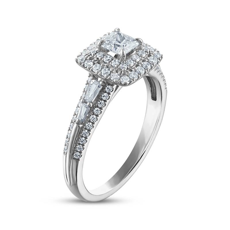 Main Image 2 of Princess-Cut Diamond Double Halo Engagement Ring 1 ct tw 14K White Gold