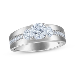 Round-Cut Diamond Three-Stone Engagement Ring 1 ct tw 14K White Gold