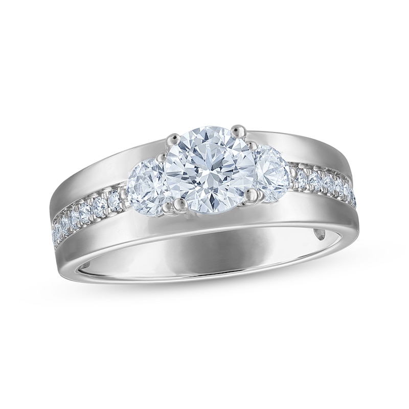 Main Image 1 of Now + Forever Round-Cut Diamond Three-Stone Engagement Ring 1 ct tw 14K White Gold