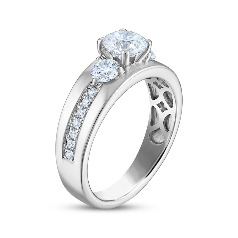 Main Image 2 of Now + Forever Round-Cut Diamond Three-Stone Engagement Ring 1 ct tw 14K White Gold