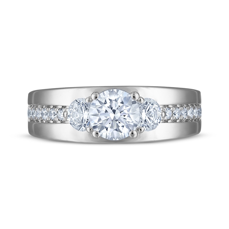 Main Image 3 of Now + Forever Round-Cut Diamond Three-Stone Engagement Ring 1 ct tw 14K White Gold