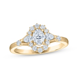 Oval-Cut Diamond Halo Engagement Ring 1 ct tw 14K Yellow Gold