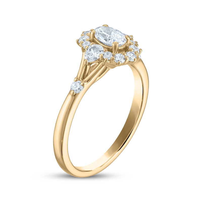 Main Image 2 of Oval-Cut Diamond Halo Engagement Ring 1 ct tw 14K Yellow Gold