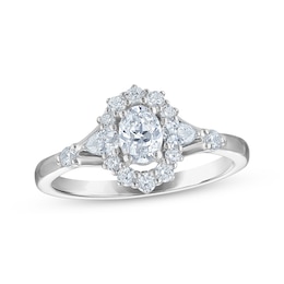 Oval-Cut Diamond Halo Engagement Ring 1 ct tw 14K White Gold